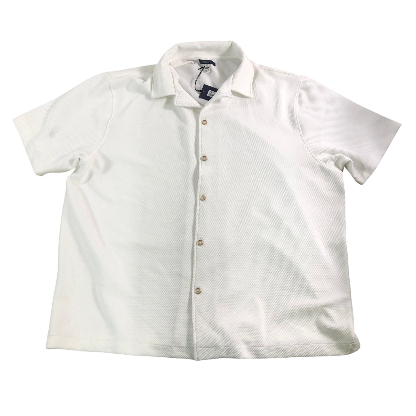 River Island Men's White Casual Short Sleeve Polo Shirt Size XXL Textured