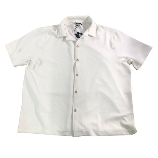 River Island Men's White Casual Short Sleeve Polo Shirt Size XXL Textured