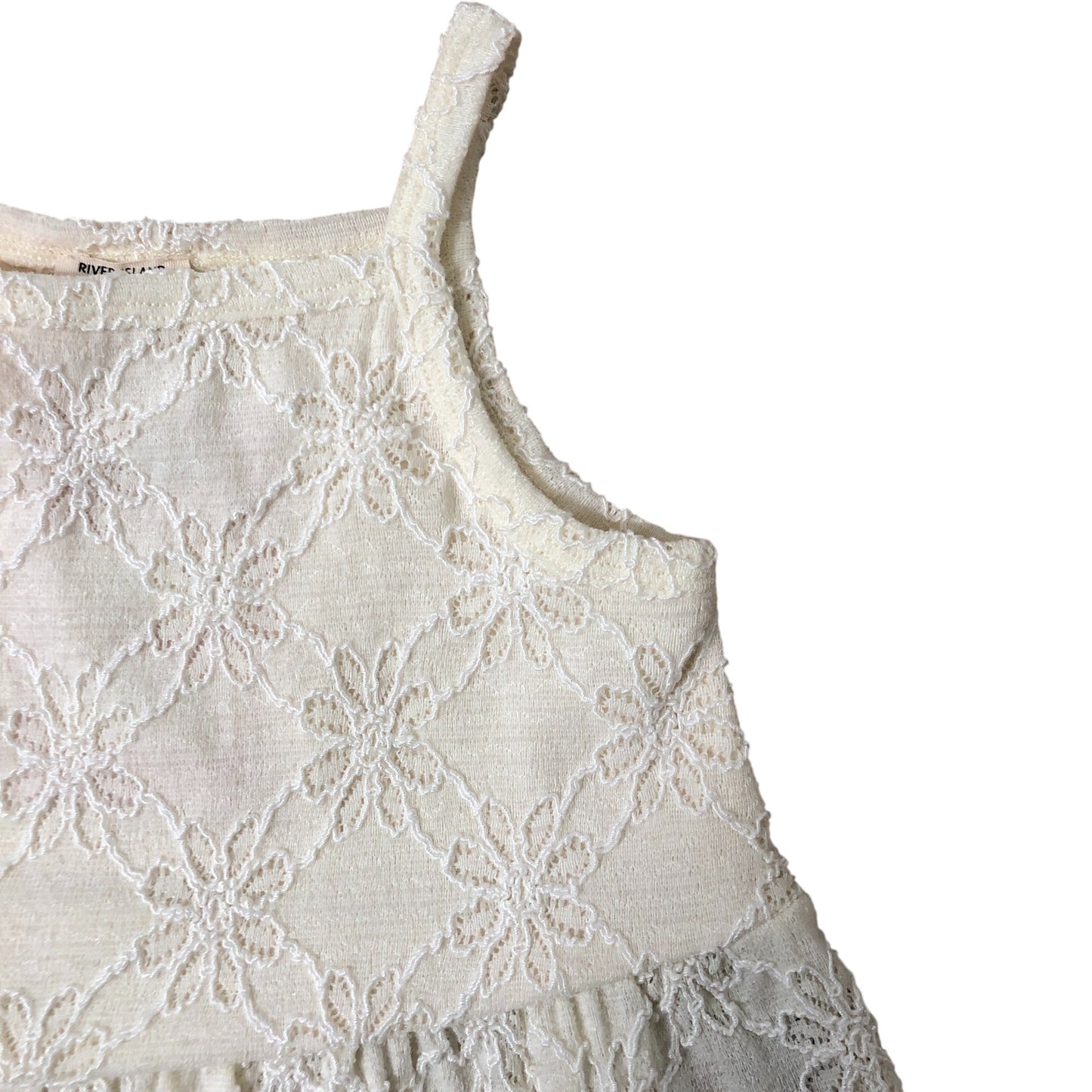 River Island Baby Girls Cream Floral Ruffle Top Size 18-24 Months