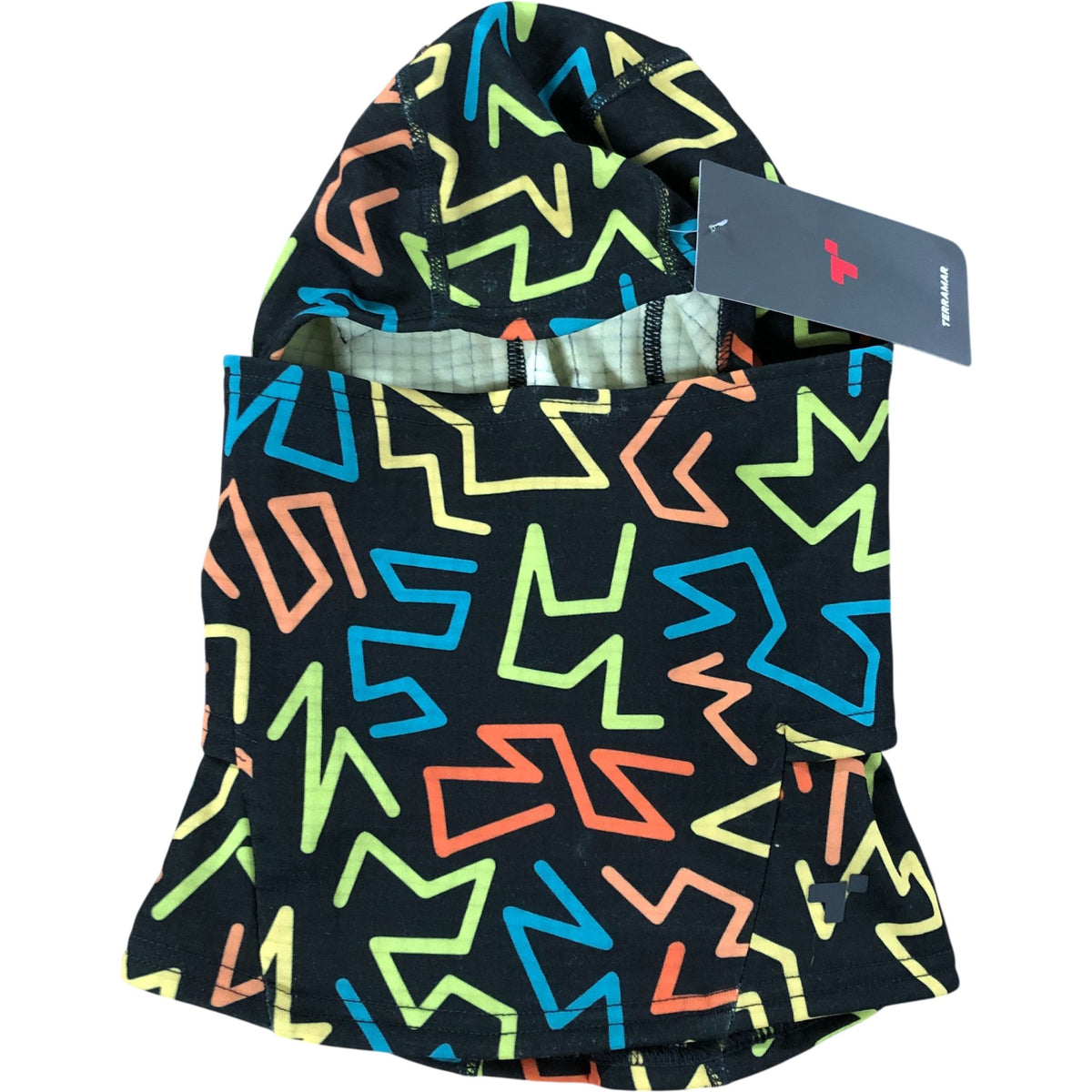 Terramar Kids Ecolator Balaclava One Size Zigzag Pattern Black Multi Color