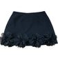 River Island Black Floral A-Line Mini Skirt UK12 Women's Tulle Flowers Design