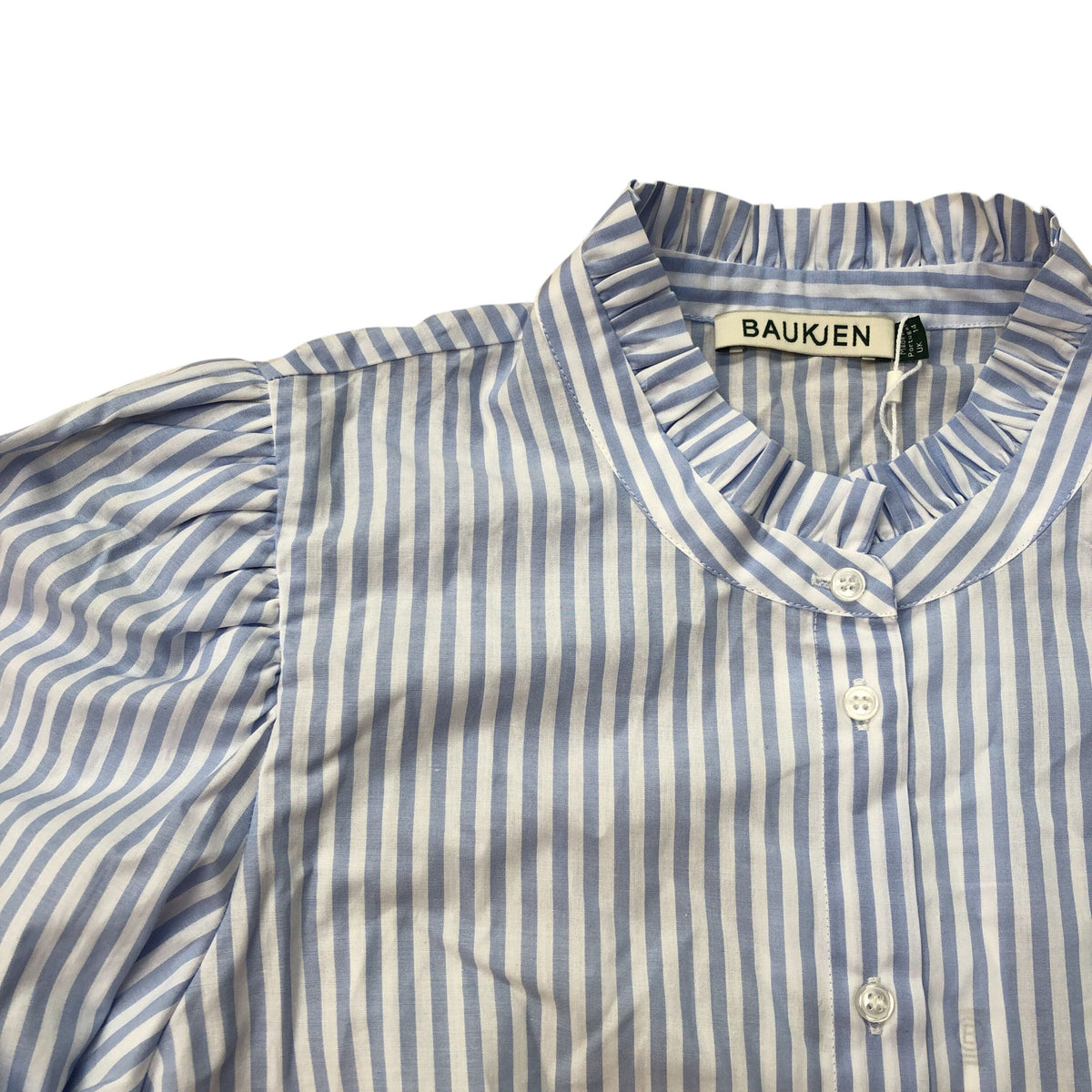 Baukjen Debbie Organic Cotton Blouse Blue & White Stripe Size 14