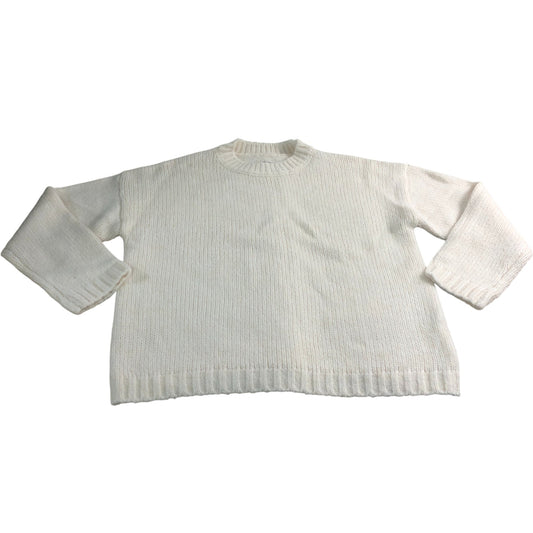 Women's Cream Sweater Size Small Knit Wool Blend With Scarf