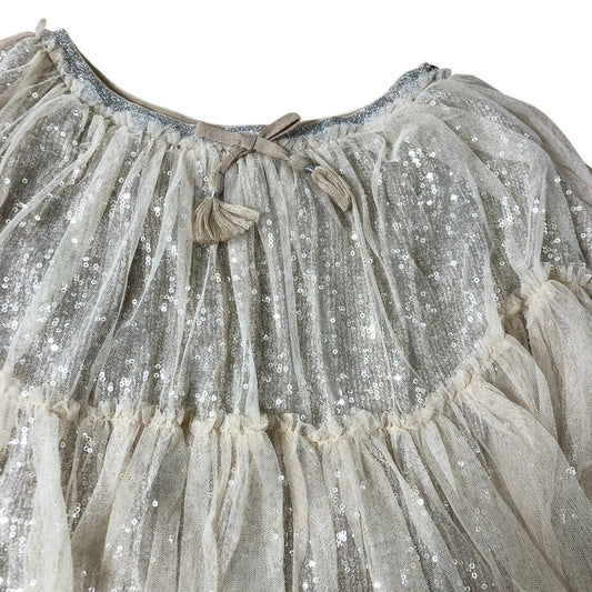 Girls Sequin Layered Skirt Age 10 Years Cream Tulle Glitter Ruffle