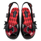 HOT CHOCOLATE DESIGN Bat Wedge Sandals UK5 Women's Black Red Glitter Slingback