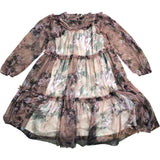 Branded Girls Floral Mesh Dress Age 10 Long Sleeve Pink Pattern