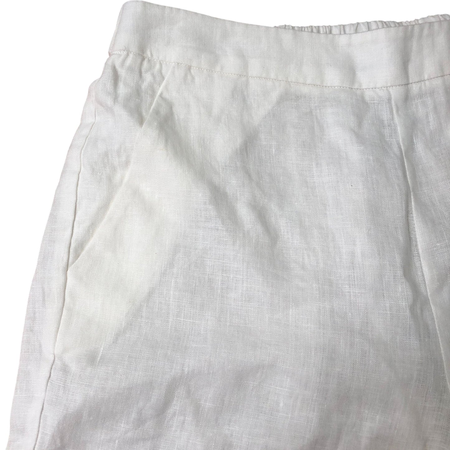 Capri Ivory Linen Ruffle Hem Trousers Size S Regular