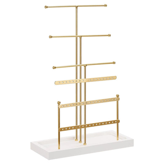 Jewellery Stand Holder 6 Tiers Gold Organiser for Necklace & Earring Display