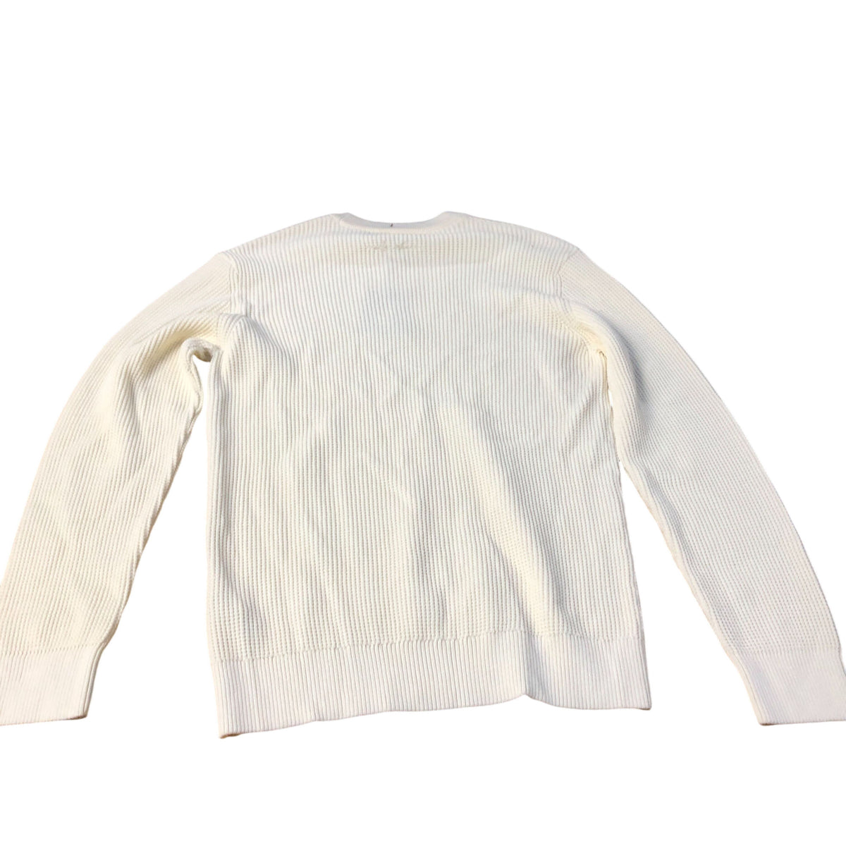 River Island Crew Neck Sweater Ecru Unisex Cream Ribbed Knit Long Sleeve Medium