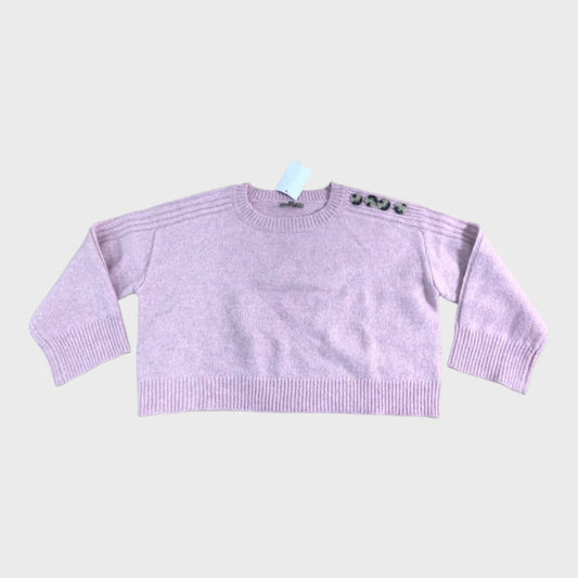 RIVER ISLAND Pink Knit Jumper Women's Button Detail Crew Neck