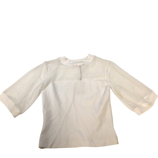 River Island White Sheer Panel Top UK XS Women's 3/4 Sleeve Casual Blouse