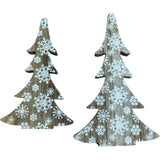 Gisela Graham Natural Wood Christmas Tree with Snowflakes Set of 2