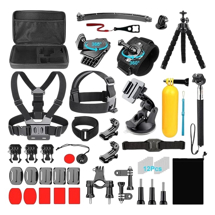 Action Camera Accessory Set Carrying Case Multi Mount Bundle D034