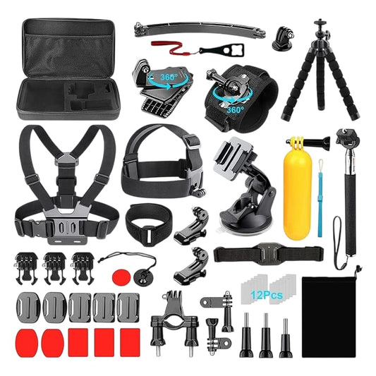 Action Camera Accessory Set Carrying Case Multi Mount Bundle D034