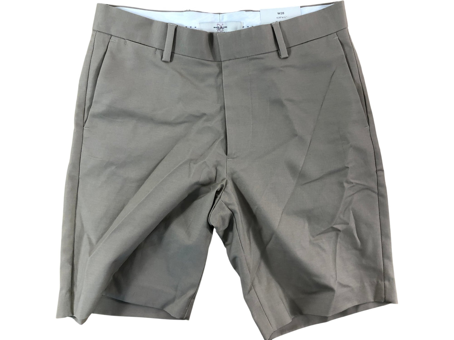 River Island Slim Fit Chino Shorts W28 Men's Taupe Casual Summer Wear