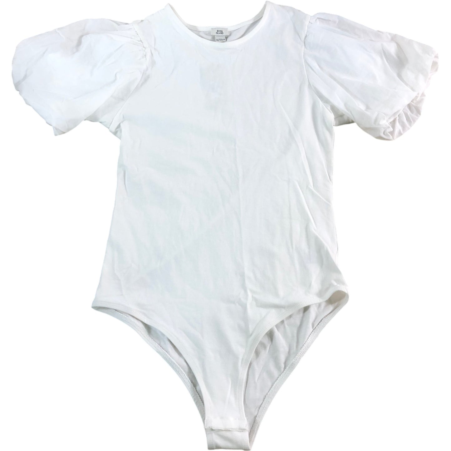RIVER ISLAND Puff Sleeve Bodysuit Size 11-12 Years Girls White Short Sleeve Top