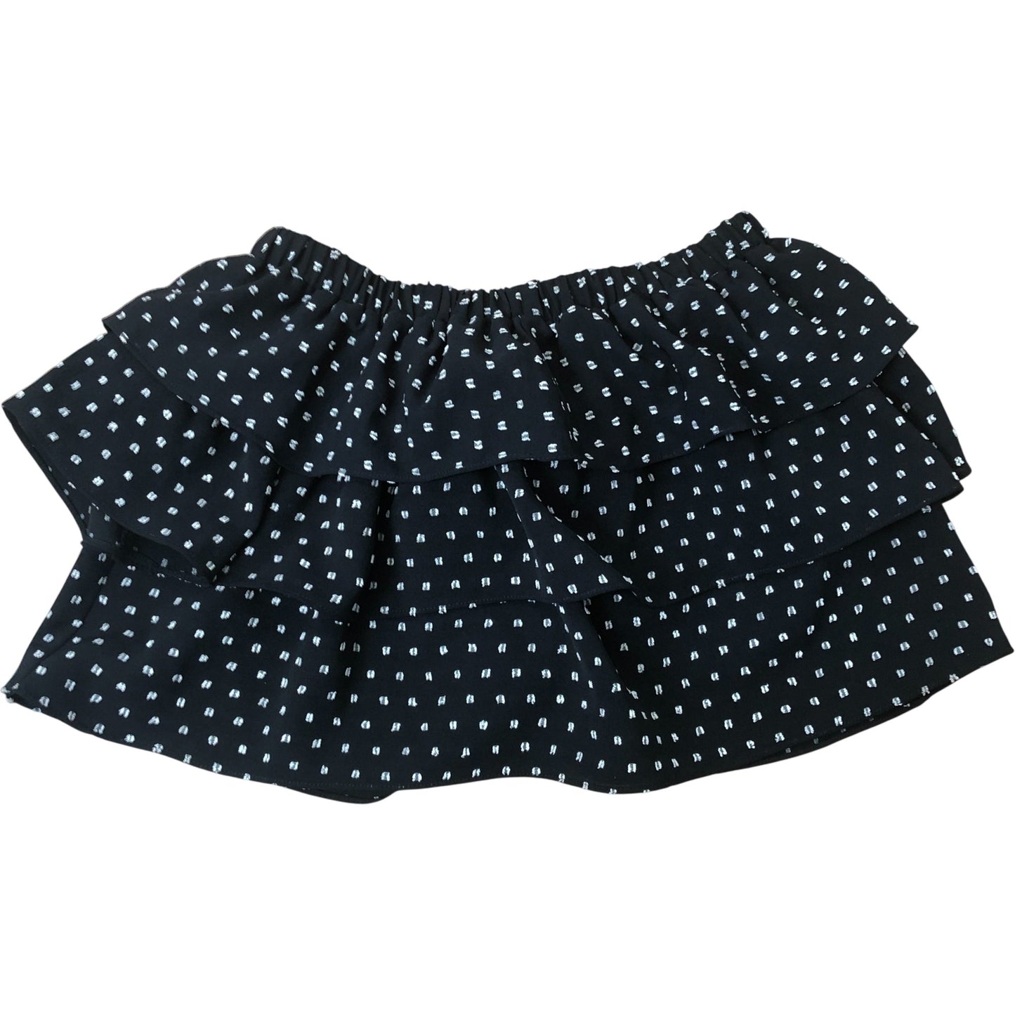 River Island Girls Ruffled Black Skirt Size 9-10 Years Polka Dot Design