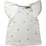 River Island Relaxed Size 10 Women's Floral Embroidered T-Shirt White