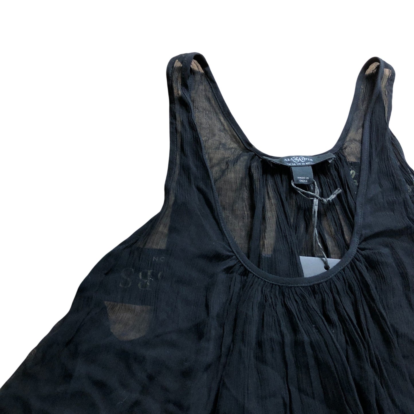 AllSaints Black Sheer Tiered Vest Top - Size 14