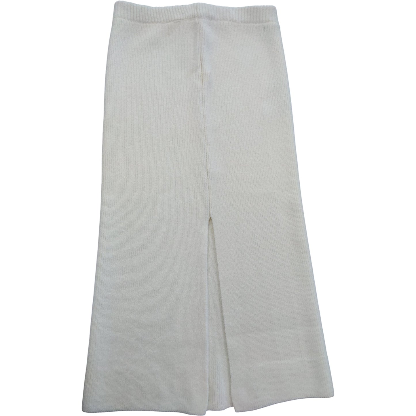 River Island Women's Midi Skirt UK M Cream Knit Design Side Split