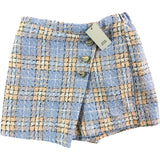 RIVER ISLAND Girls Blue Light Check Skirt UK9-10 Yrs Elastic Waist