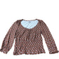 Floral Print Top Women's Long Sleeve Smock Viscose Brown White UK8
