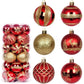 Christmas Ball Ornaments Gold & Red Glitter Baubles Set of 30