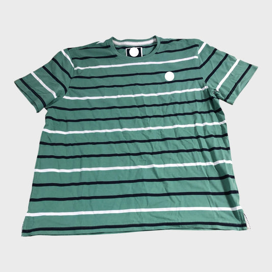 Branded Striped T-Shirt XXXL Men's Casual Cotton Green White