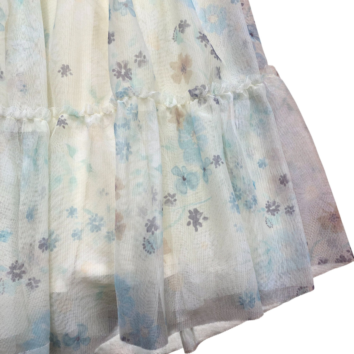 Girls Yellow Floral Layered Tulle Skirt Size 10 Years