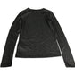 Long Sleeve Top Women's Stretch Ribbed Black Glitter Small