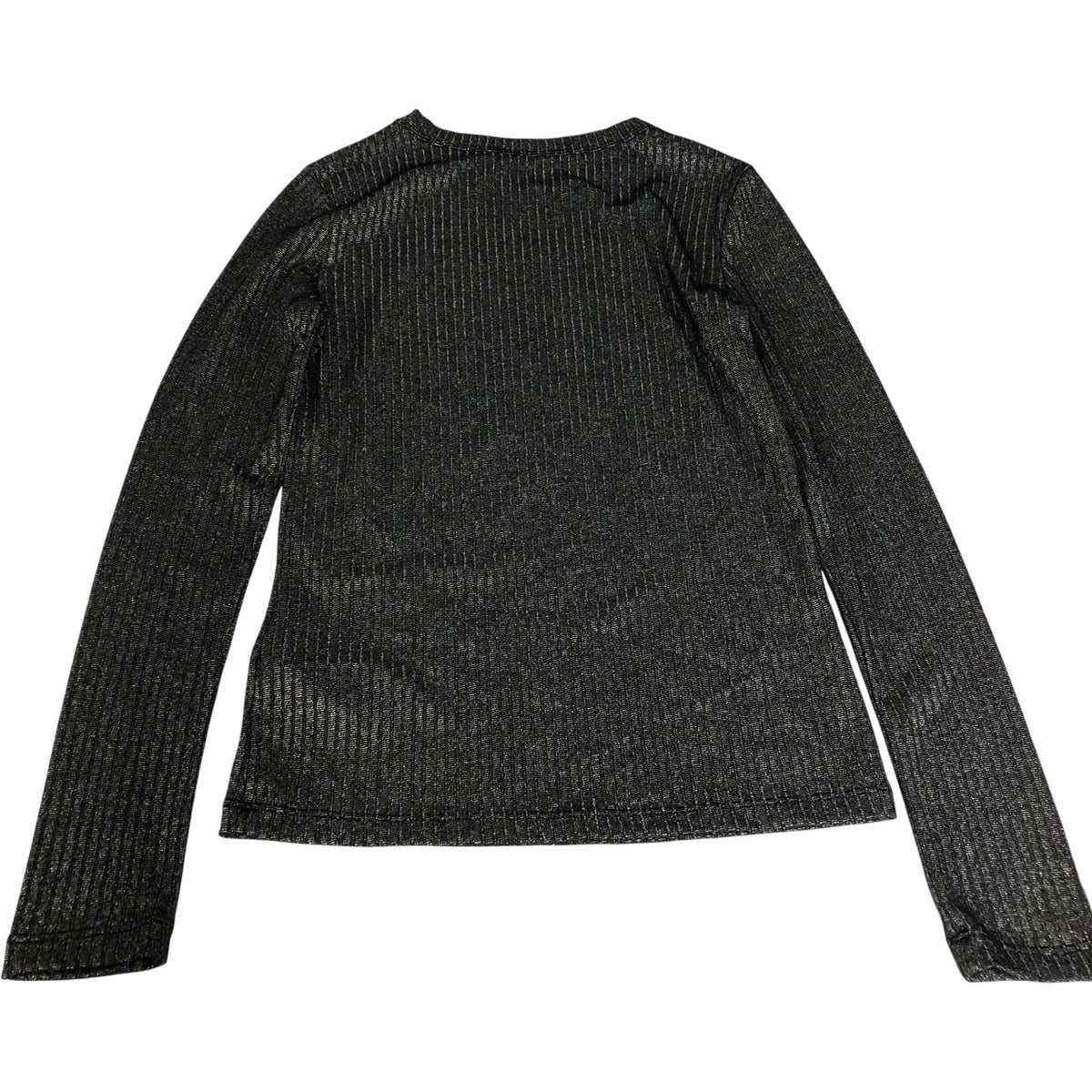 Long Sleeve Top Women's Stretch Ribbed Black Glitter Small