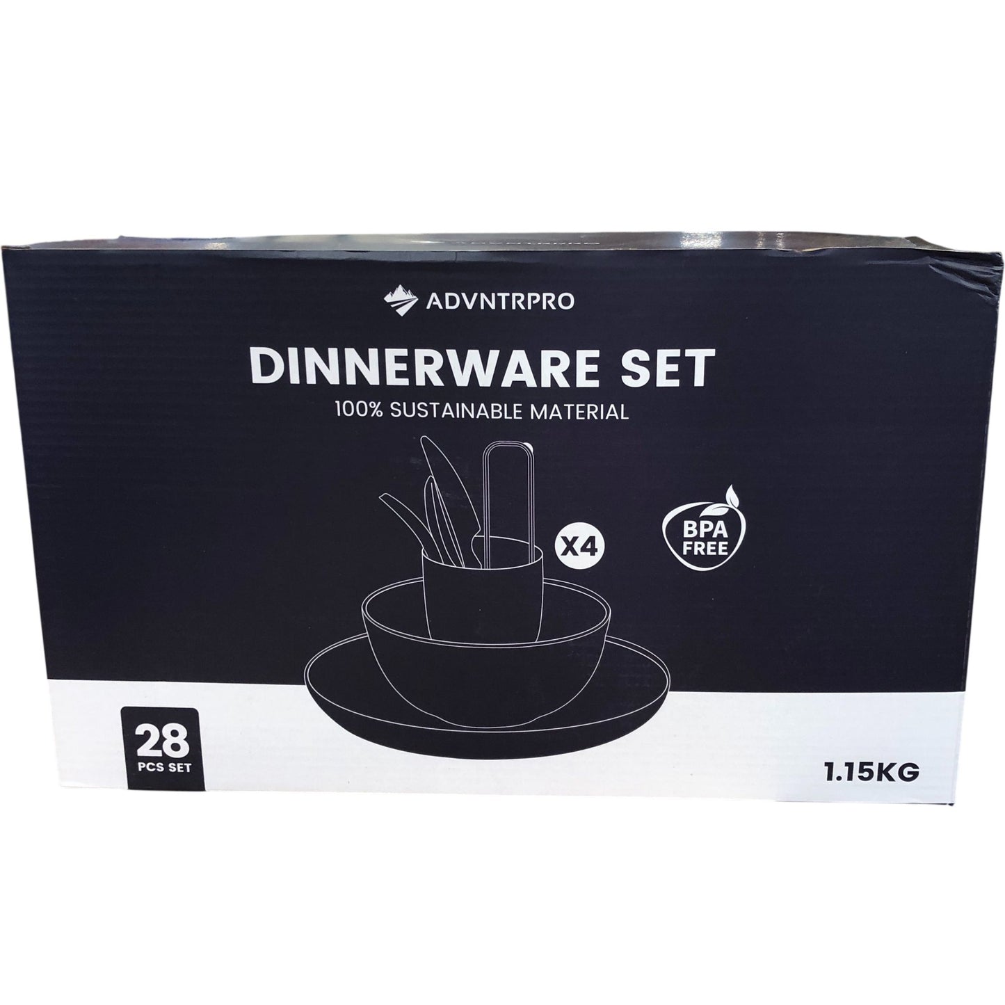 ADVNTRPRO Dinnerware Set 28 Piece Sustainable BPA Free Camping Tableware Set