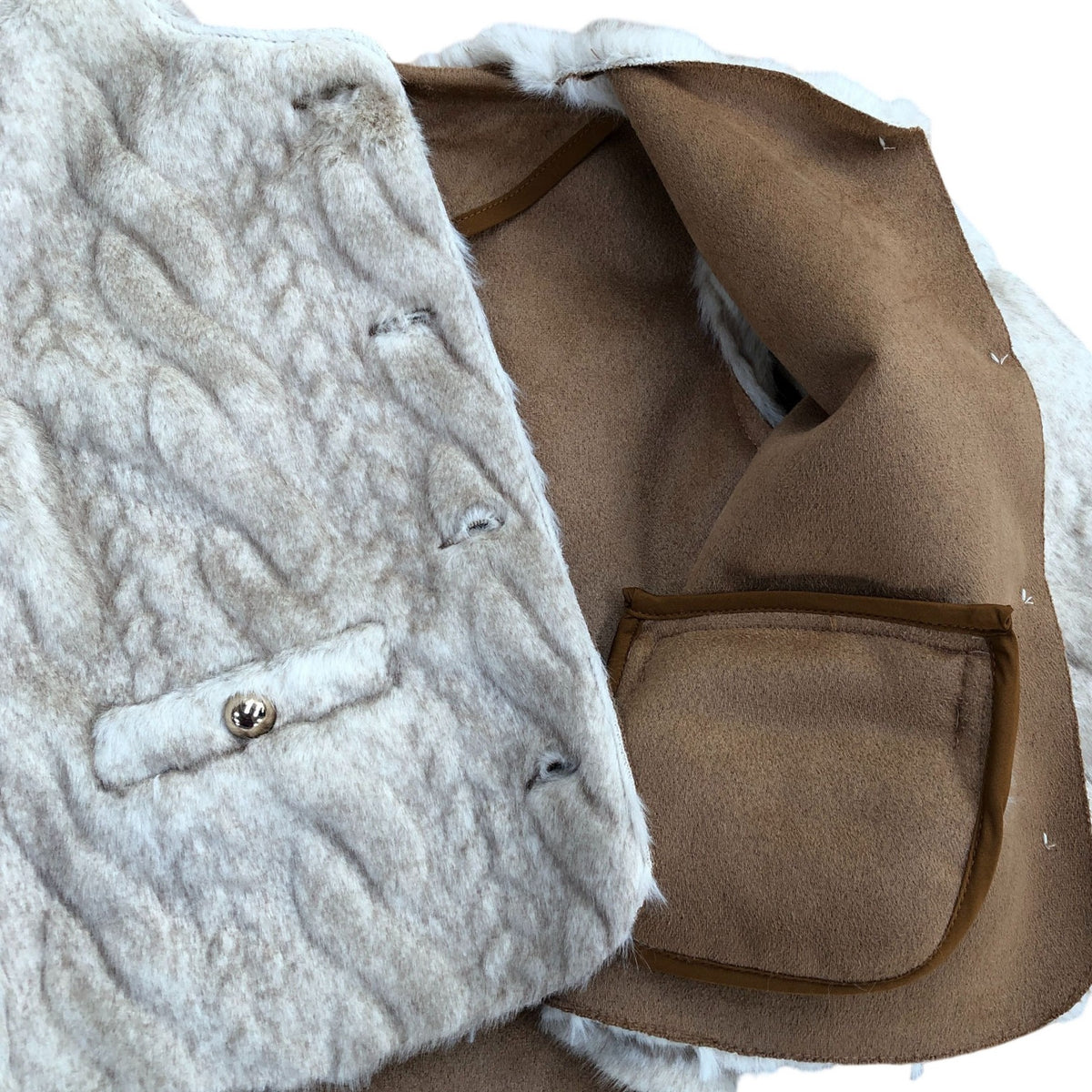 River Island Girls Cream Faux Fur Coat