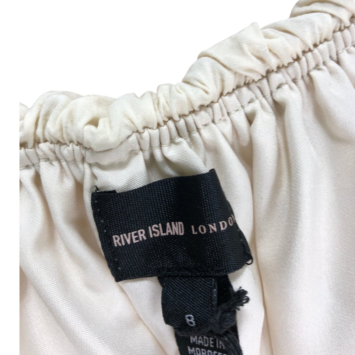 River Island Ruffled Bodysuit UK8 Women's Beige Light Off Shoulder Style