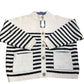 Bonnie Cardi Women's Striped Knit Cardigan Ivory Multi Soft Wool