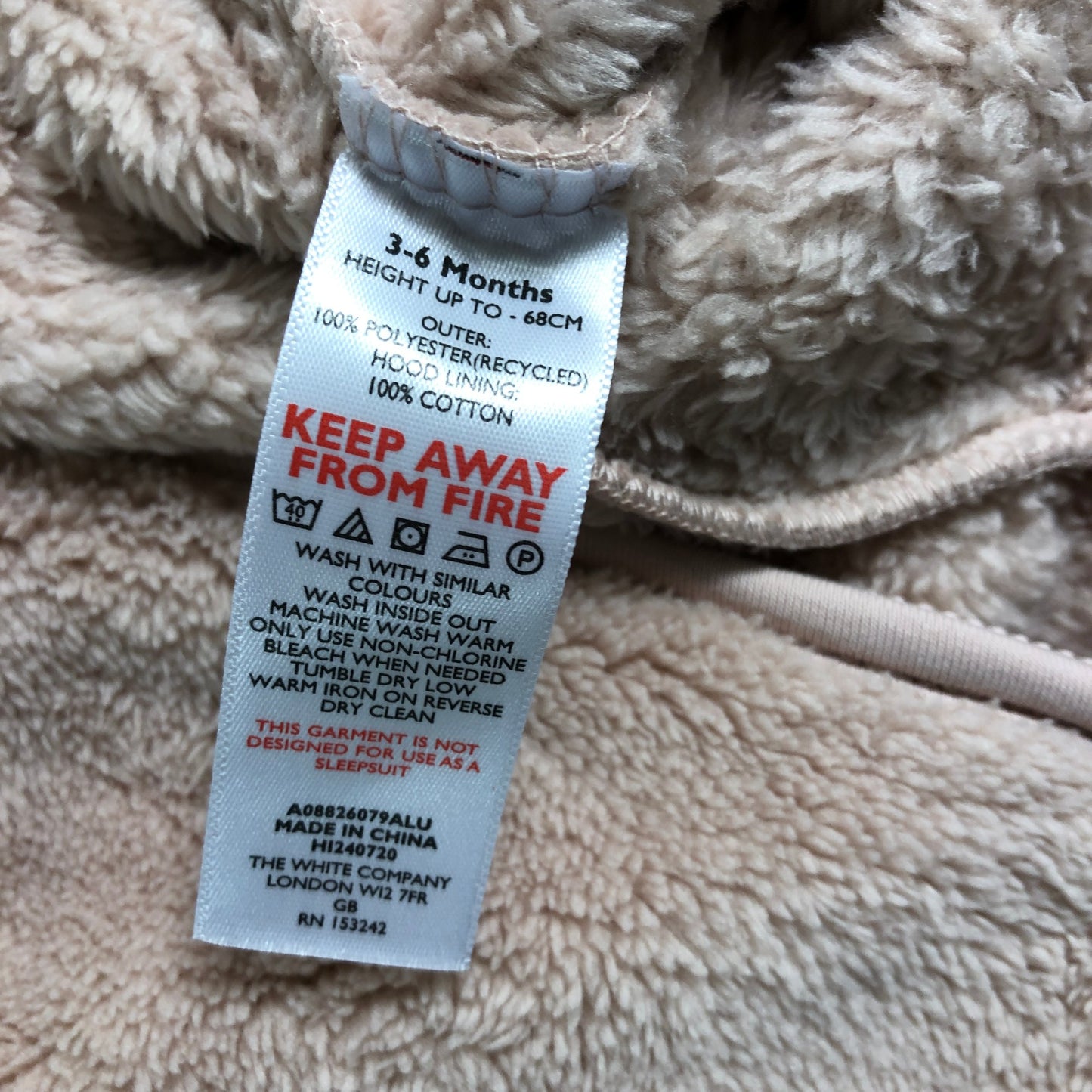 The Little White Company Fleece Romper 3-6 Months Baby Bear Hooded Outerwear