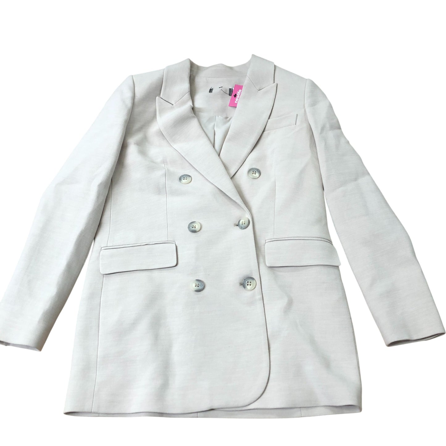 Women’s Beige Double Breasted Blazer Slim Fit Cotton Mix UK8