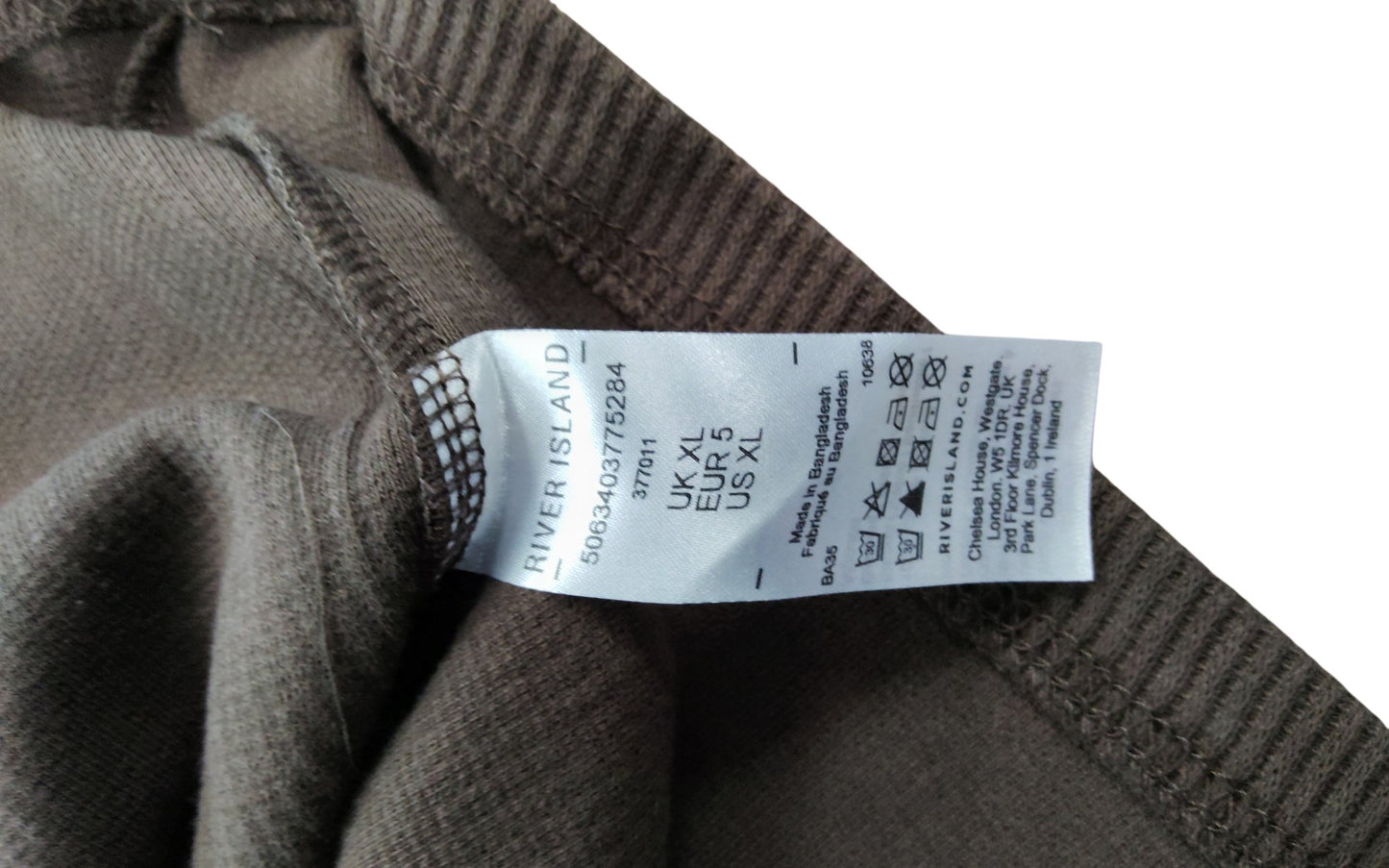 River Island Brown Ribbed Polo Shirt UK XL Men's Short Sleeve Casual Top