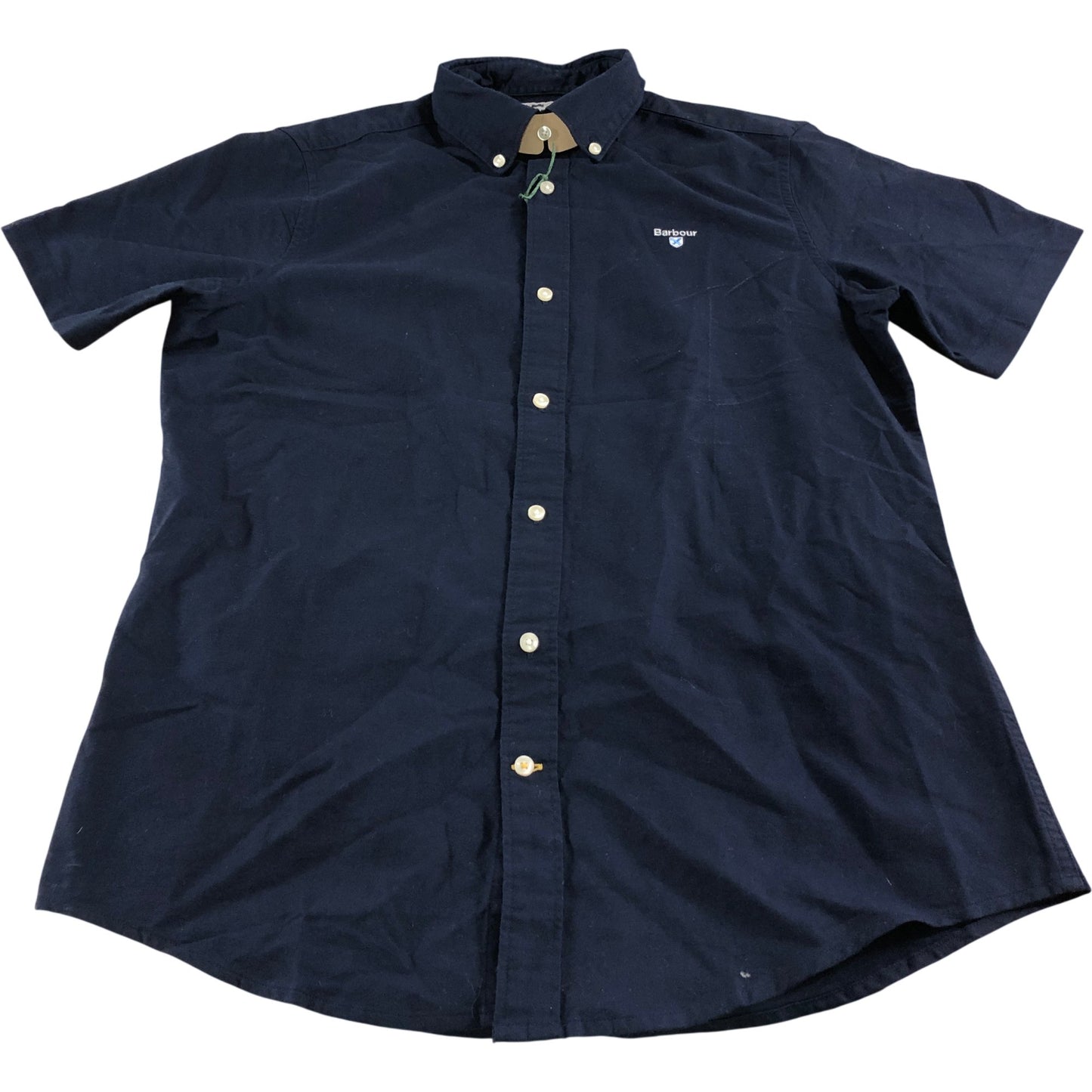 Barbour Oxtown S/S Tailored Shirt S Men's Navy Cotton Classic Fit