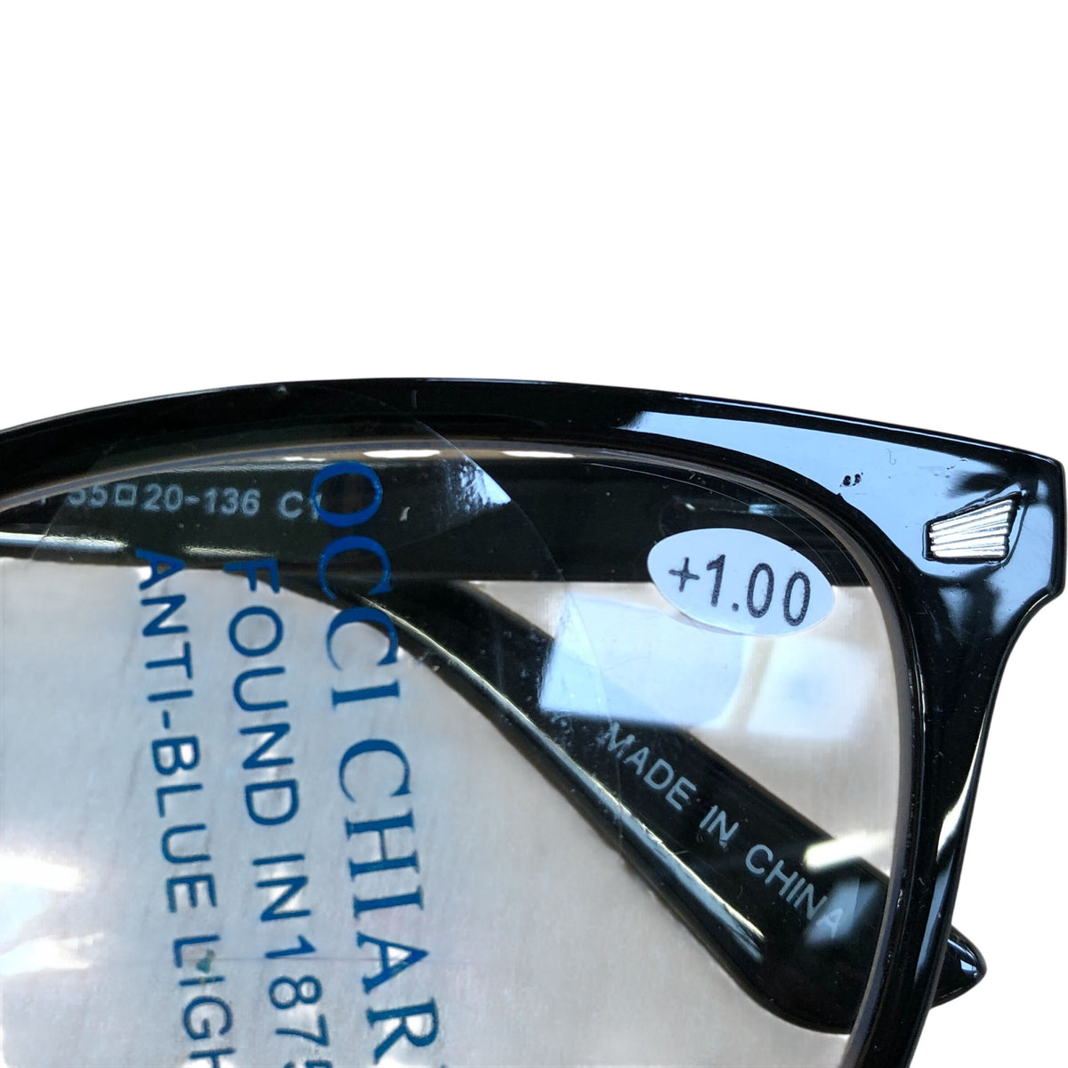 Occi Chiari Rectangle Reading Glasses +1.00 Anti Blue Light Frame Black