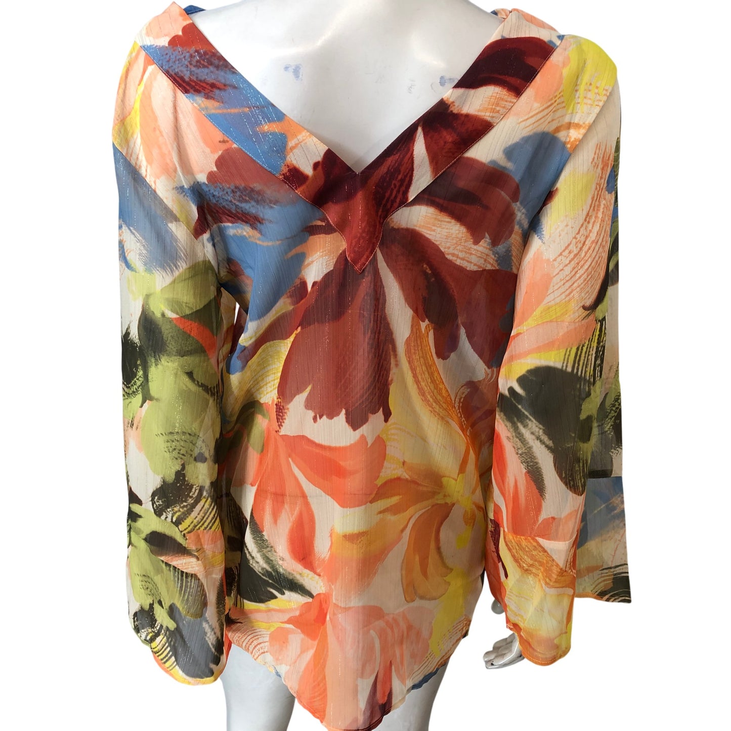 River Island V Neck Floral Print Dress Women's Long Sleeve Size XS Lightweight