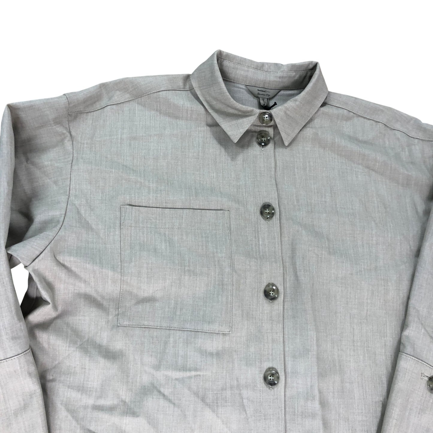 River Island Beige Long Sleeve Shirt UK6 Women's Casual Cotton Blend Style