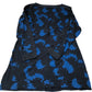 Long Sleeve Dress Women's Black Blue Floral Knot Detail Cotton