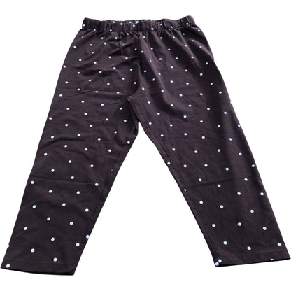 Women's Curve Chocolate Brown Polka Dot Cropped Leggings Casual Cotton Blend