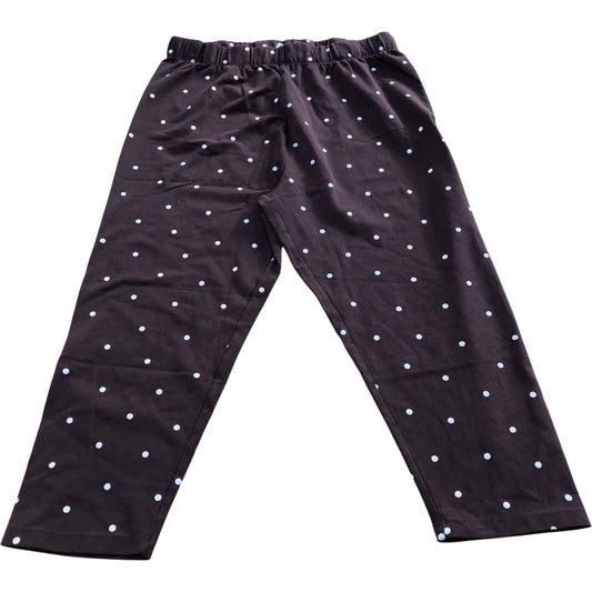 Women's Curve Chocolate Brown Polka Dot Cropped Leggings Casual Cotton Blend