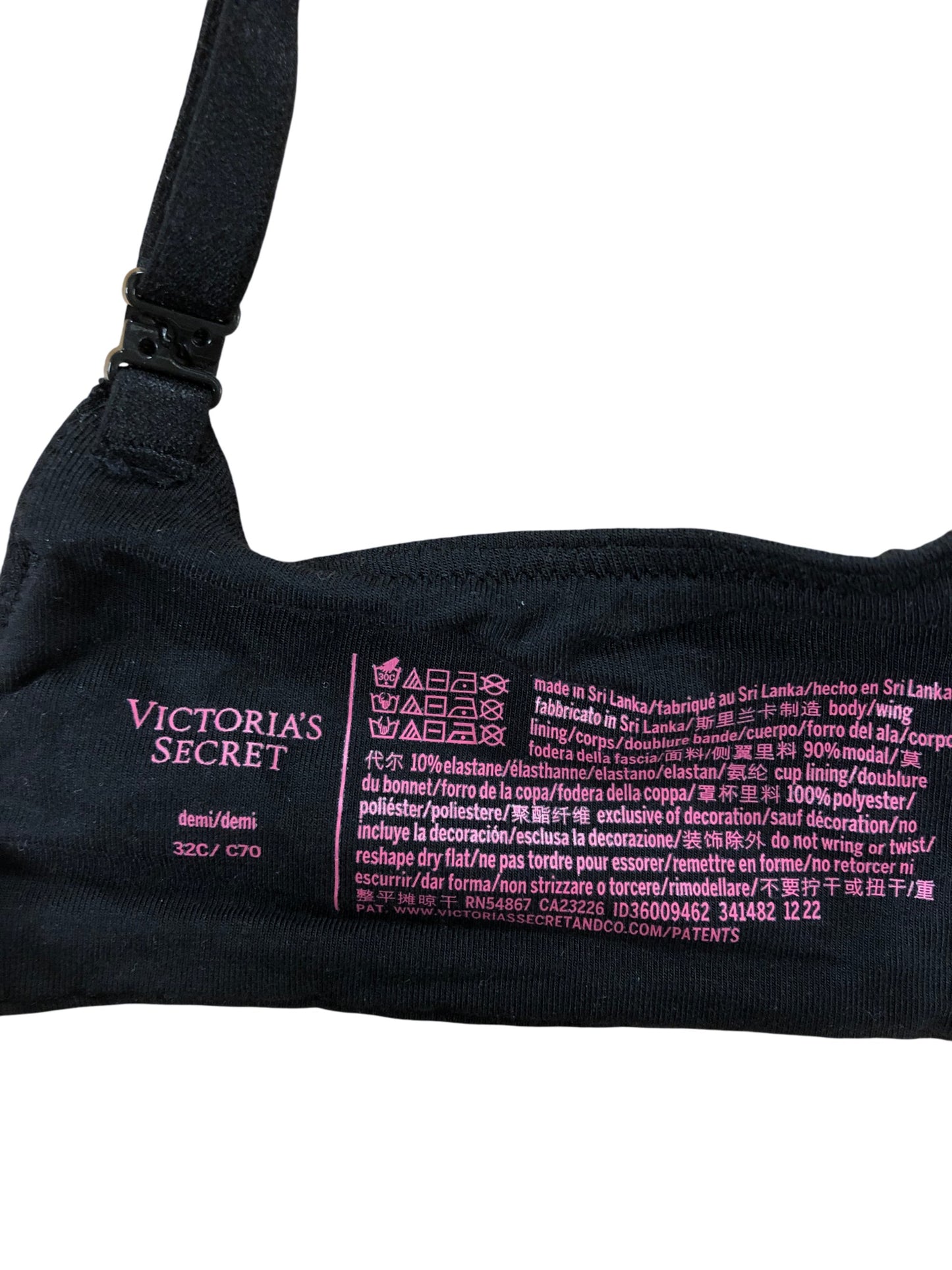 VICTORIA'S SECRET Forever Bra 32C Women's Black Soft Modal Underwired