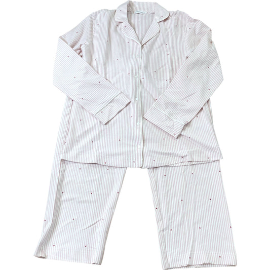 The White Company Women's Pyjamas Set Long Sleeve Button Down Striped Hearts XS