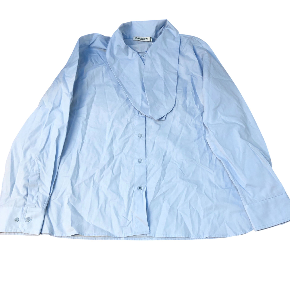 Baukjen Women's Casual Blouse UK Size 14 Light Blue Organic Cotton