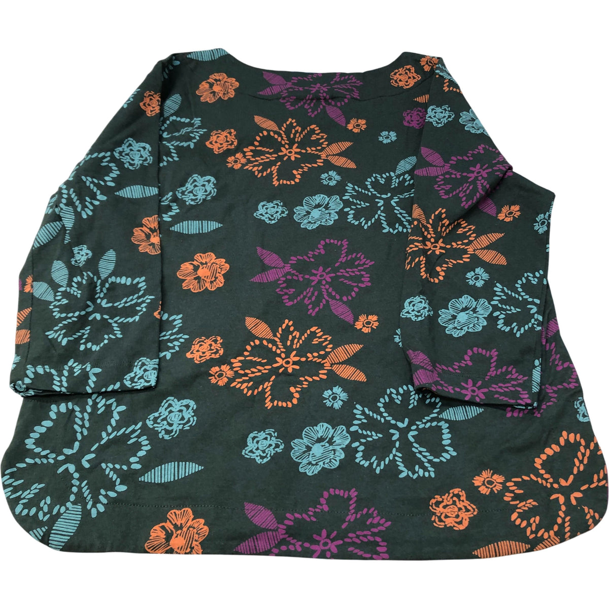 Weird Fish Organic Cotton Tunic Top Size 16 Women's Floral Print Fir Green