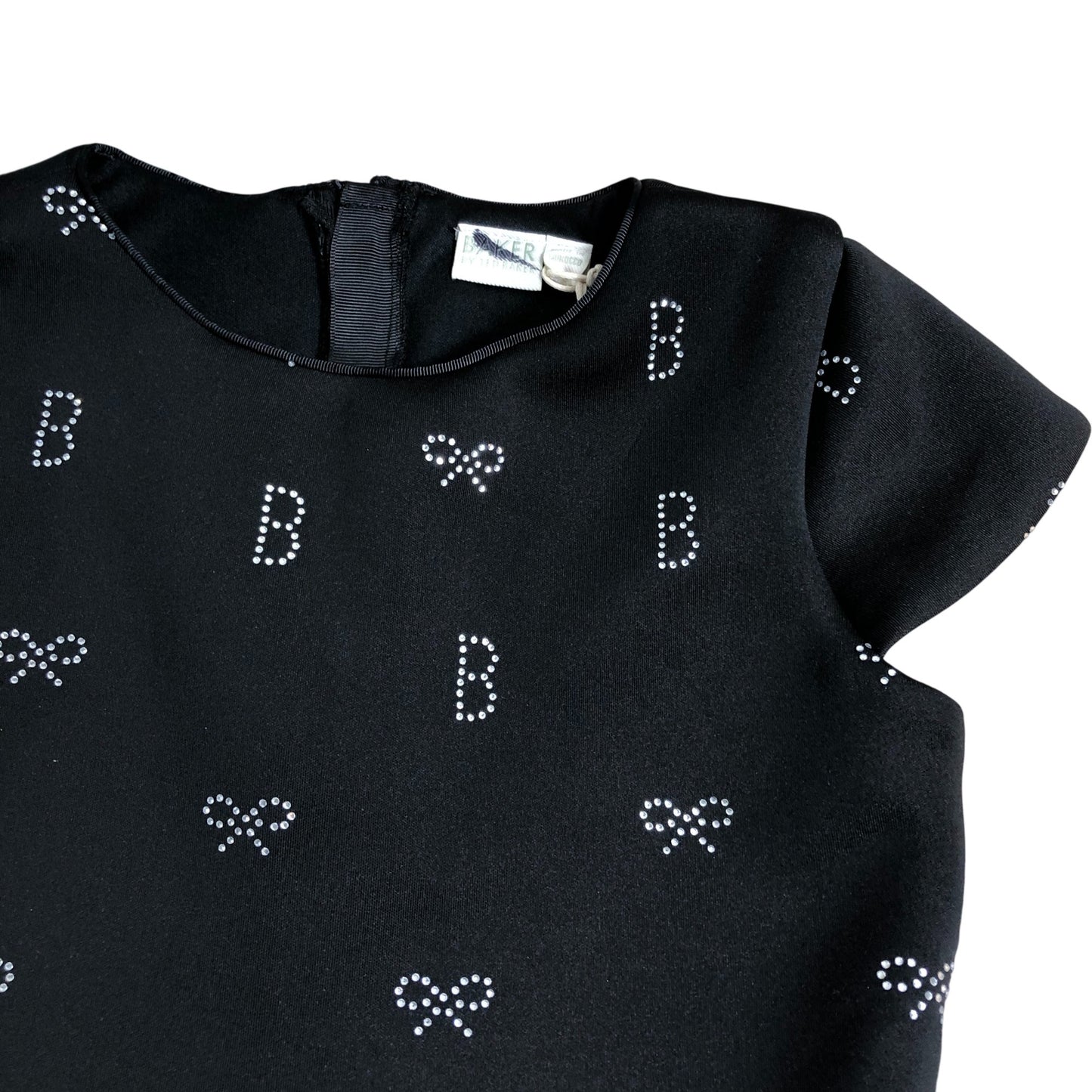 Branded Girls Dress Age 11 Years Black Bow Printed Pleated Skirt